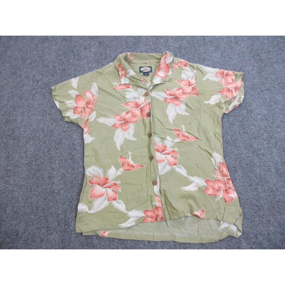 Tommy Bahama Green and Pink Floral Button Down Shirt